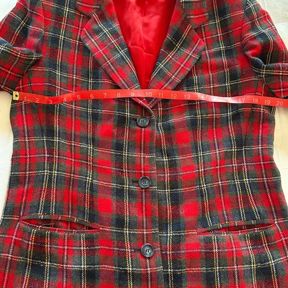 Vintage First Issue Red Plaid Wool Blend Blazer - Picture 3 of 7